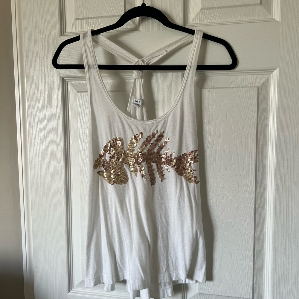 Fish Skeleton Sequin Tank